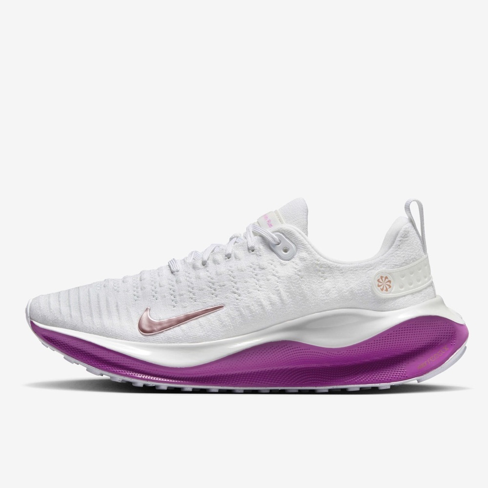Nike White Athletic Shoes with Pink Swoosh and Purple Midsole